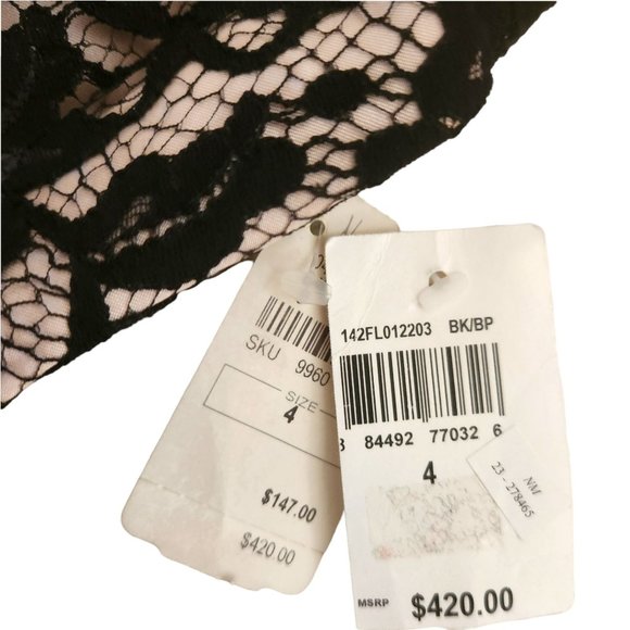 Milly of NY Black Lace Peplum Dress Fully Lined Women's Sz 4 New w/Neiman's Tag - Picture 3 of 11
